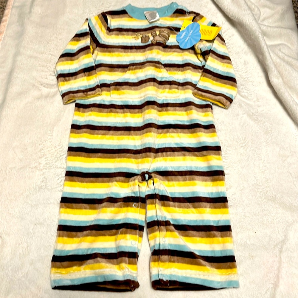 NWT GYMBOREE COZY CRITTERS RACOON VELOUR STRIPED ROMPER 12-18 MONTHS NEW